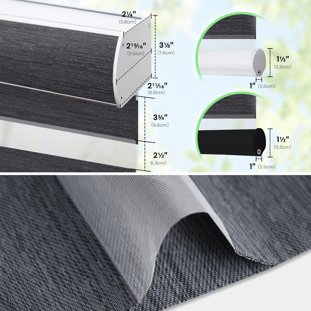 WEFFORT Motorized Smart Zebra Shades - Custom Size Room Darkening Blinds