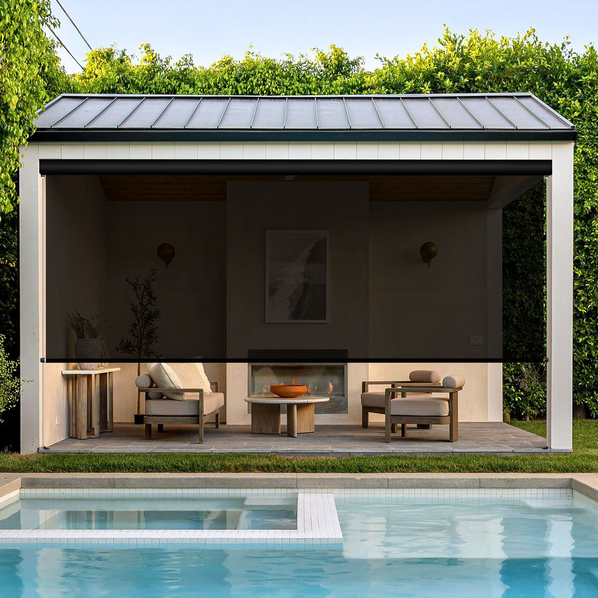 WEFFORT Motorized Smart Outdoor Shades - 1%/3%/5% Openness Open Weave Solar Blinds