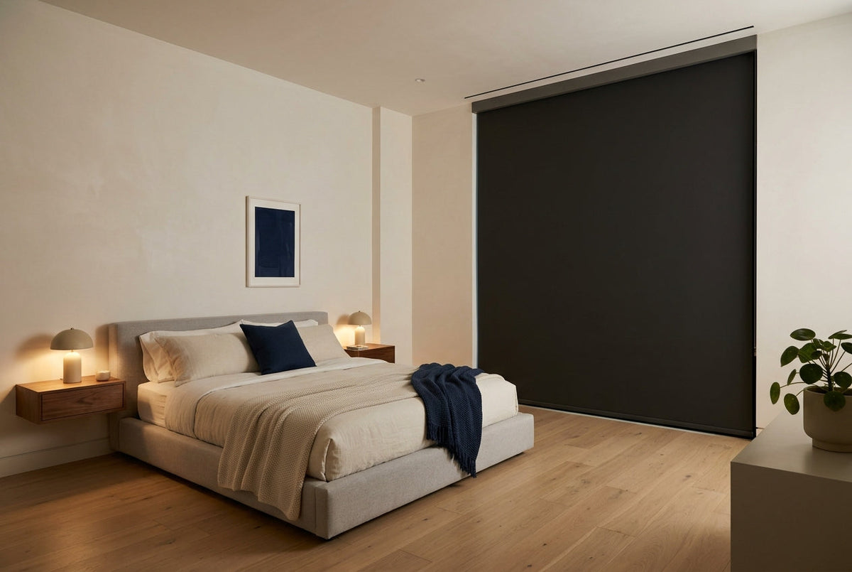 Minimalist Bedroom with Blackout Roller Shade