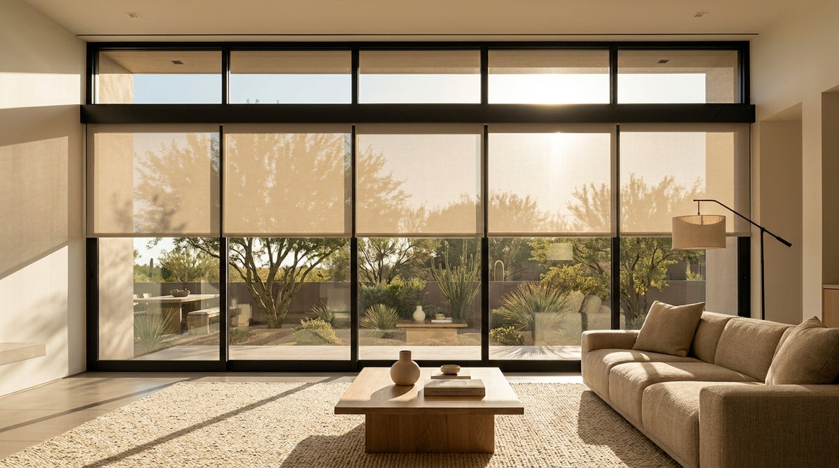 Living room featuring solar shades
