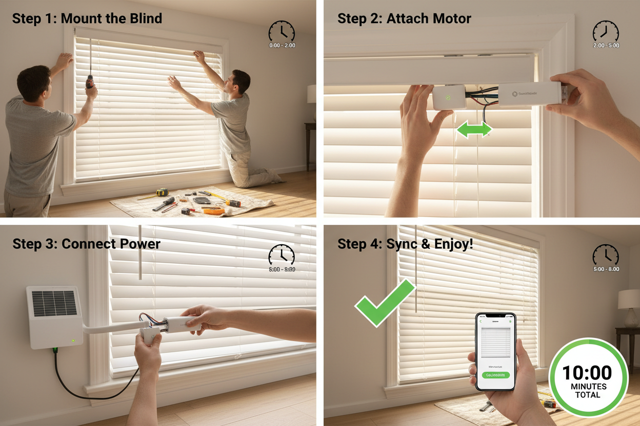 Automate 33 x 64 Faux Wood Blinds in 10 Minutes