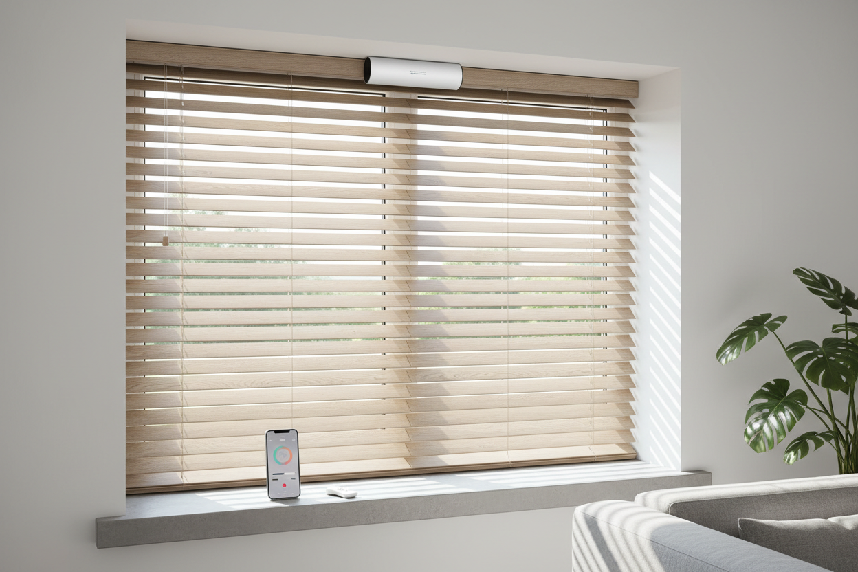 Automate Faux Wood Blinds 70 x 64 Without Wiring