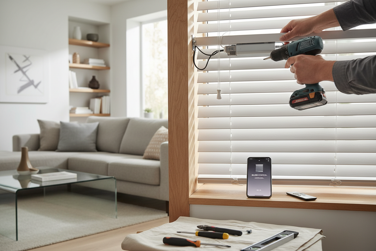 Automate Your 36 x 64 Faux Wood Blinds in 10 Minutes