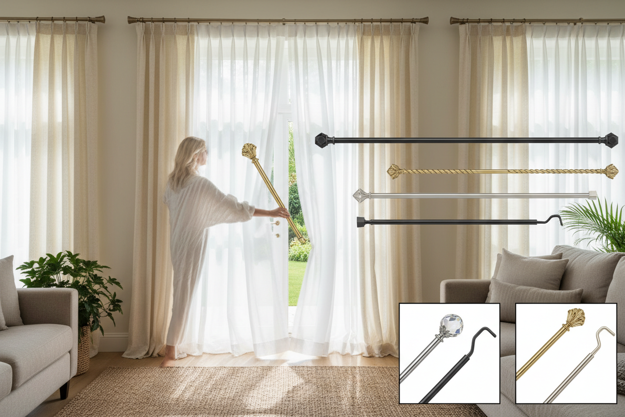 Window Pull Rod Choosing the Right Curtain Pull Rods and Drapery Wands for Effortless ...