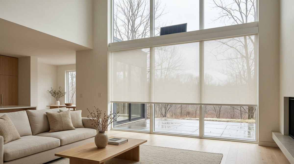 Sleek roller shades for living room