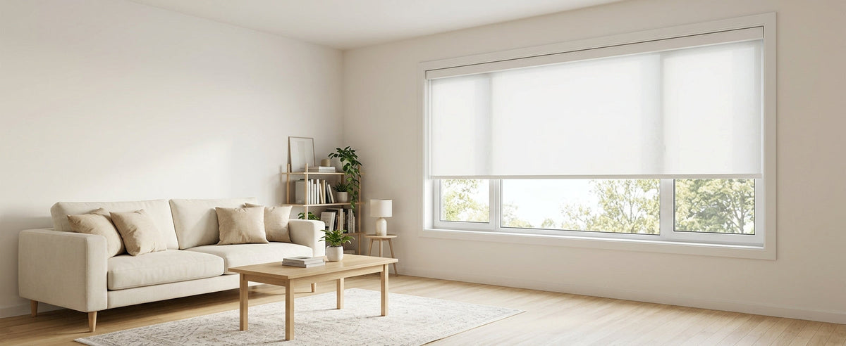Sheer motorized shades living room