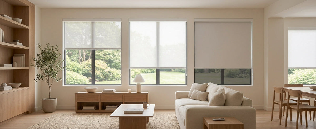 Solar roller blinds bright family space