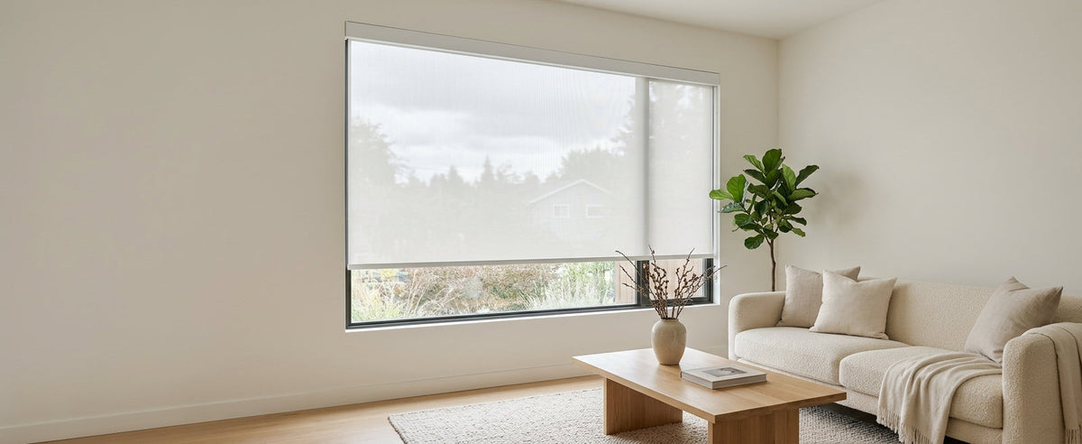 Sheer motorized roller blinds modern lounge