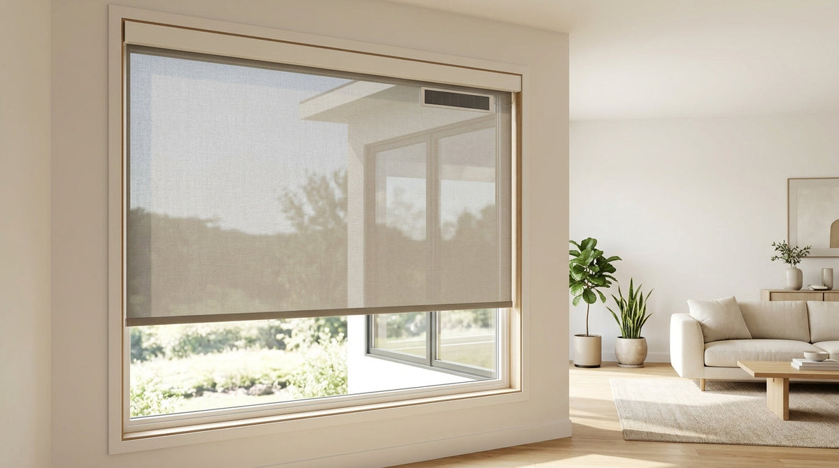 Weffort motorized solar roller shade for modern home window