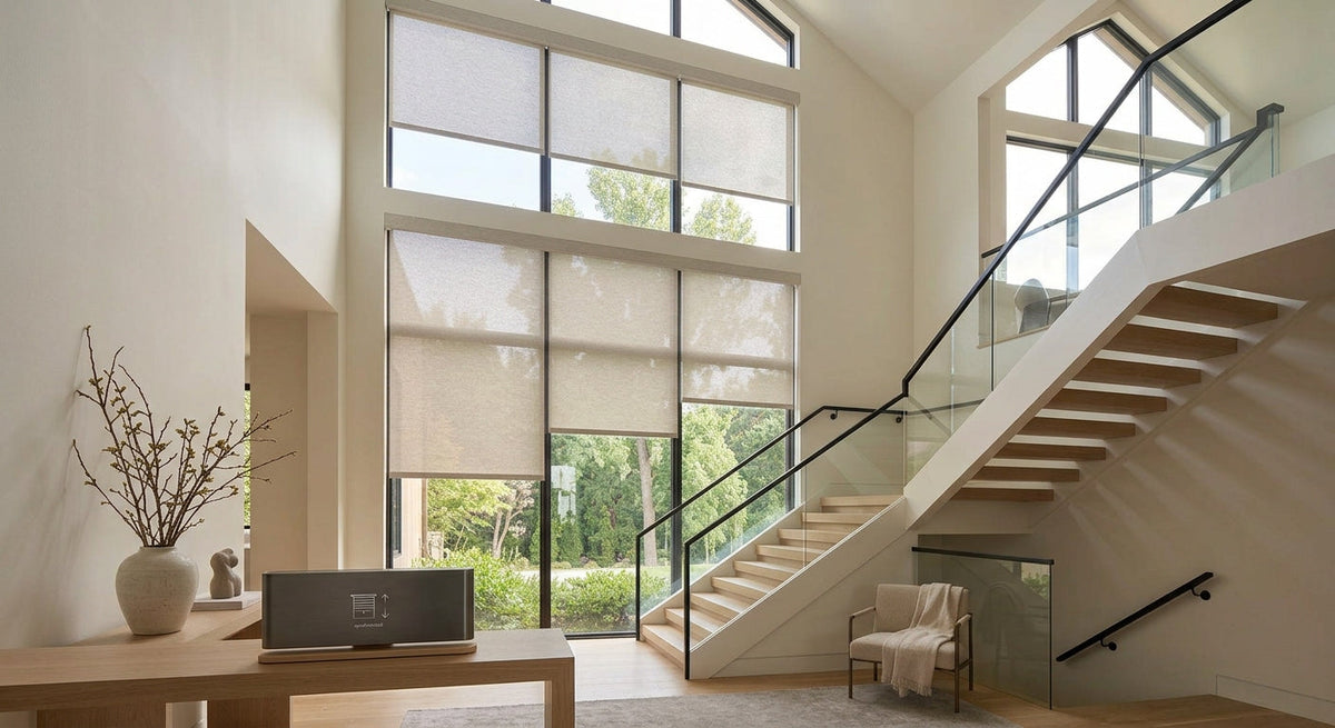 Clerestory Windows with Multiple Weffort Light Filtering Roller Shades