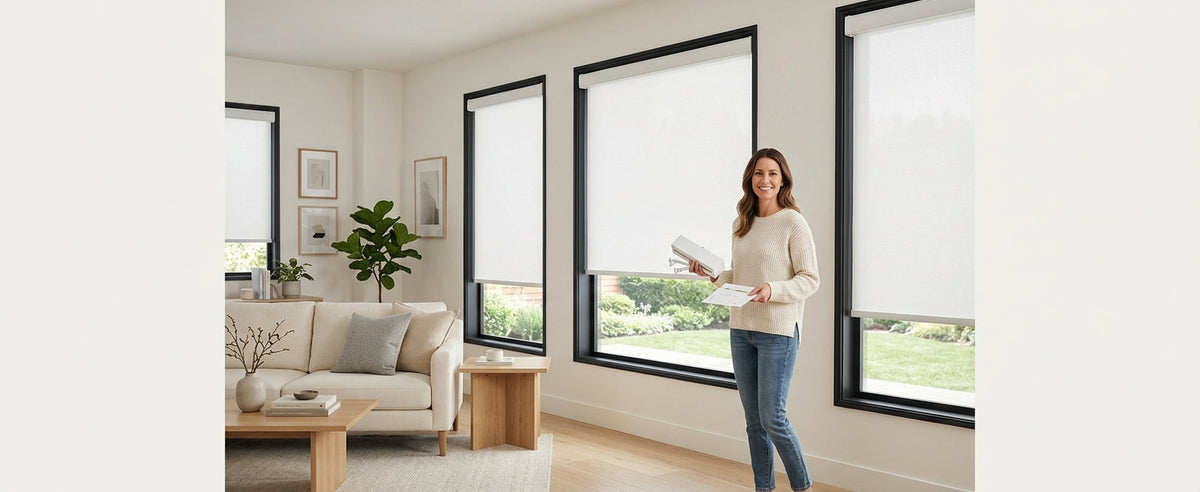 Easy DIY motorized roller blinds setup living room