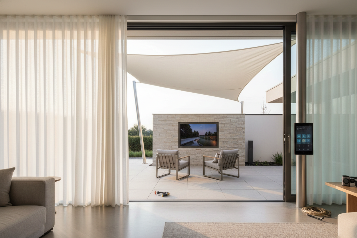 Install Sun Shade Sail Canopies for Smart Outdoor Theaters