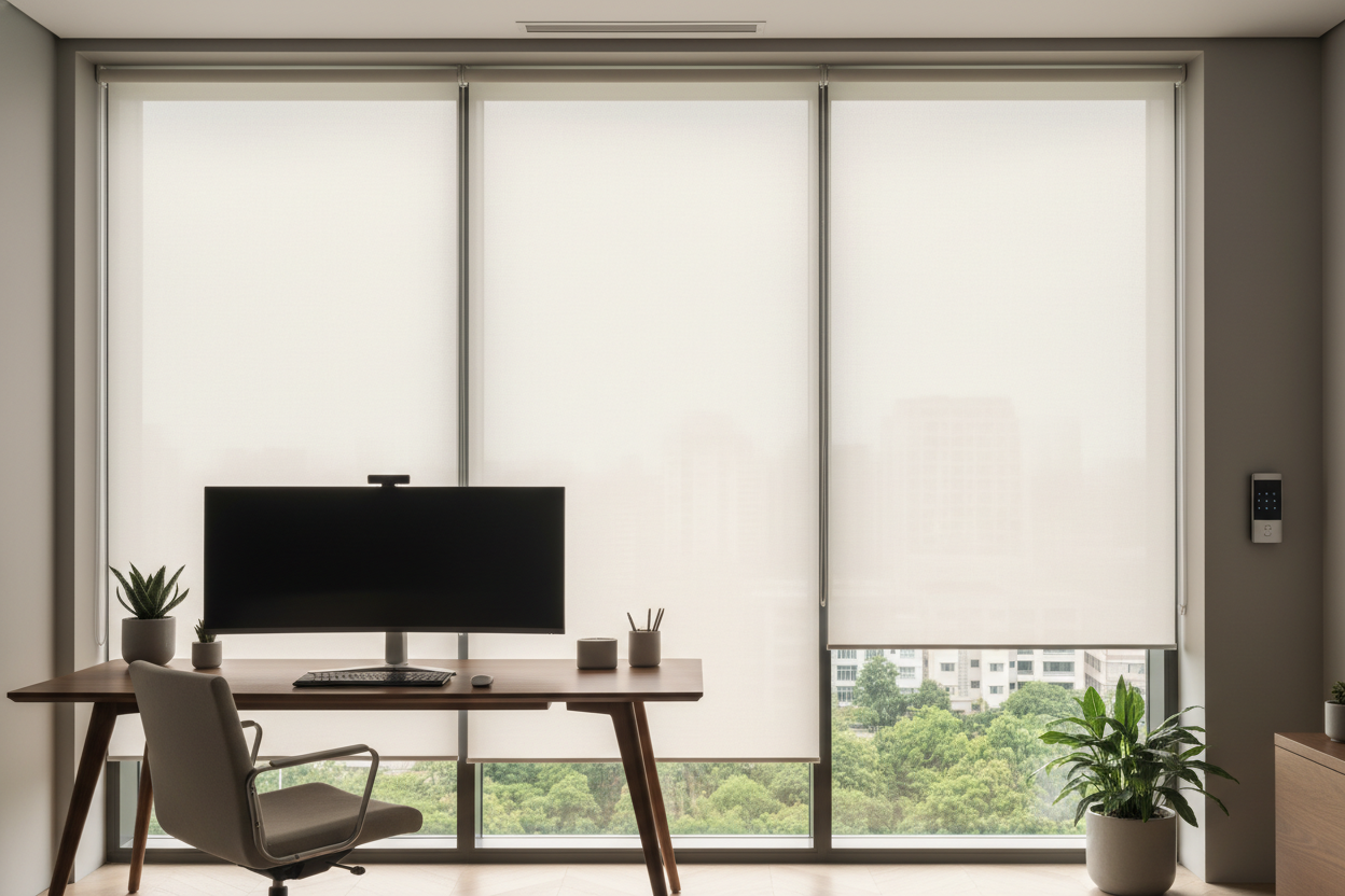 Lutron Roller Blind for Home Offices: Beating Screen Glare