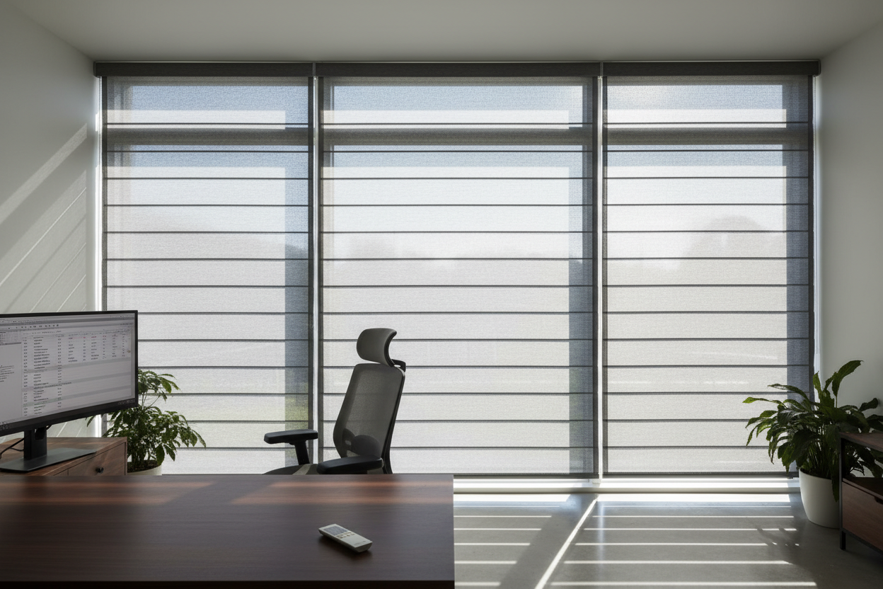 Motorized Indoor Solar Shades: Fixing My Home Office Glare
