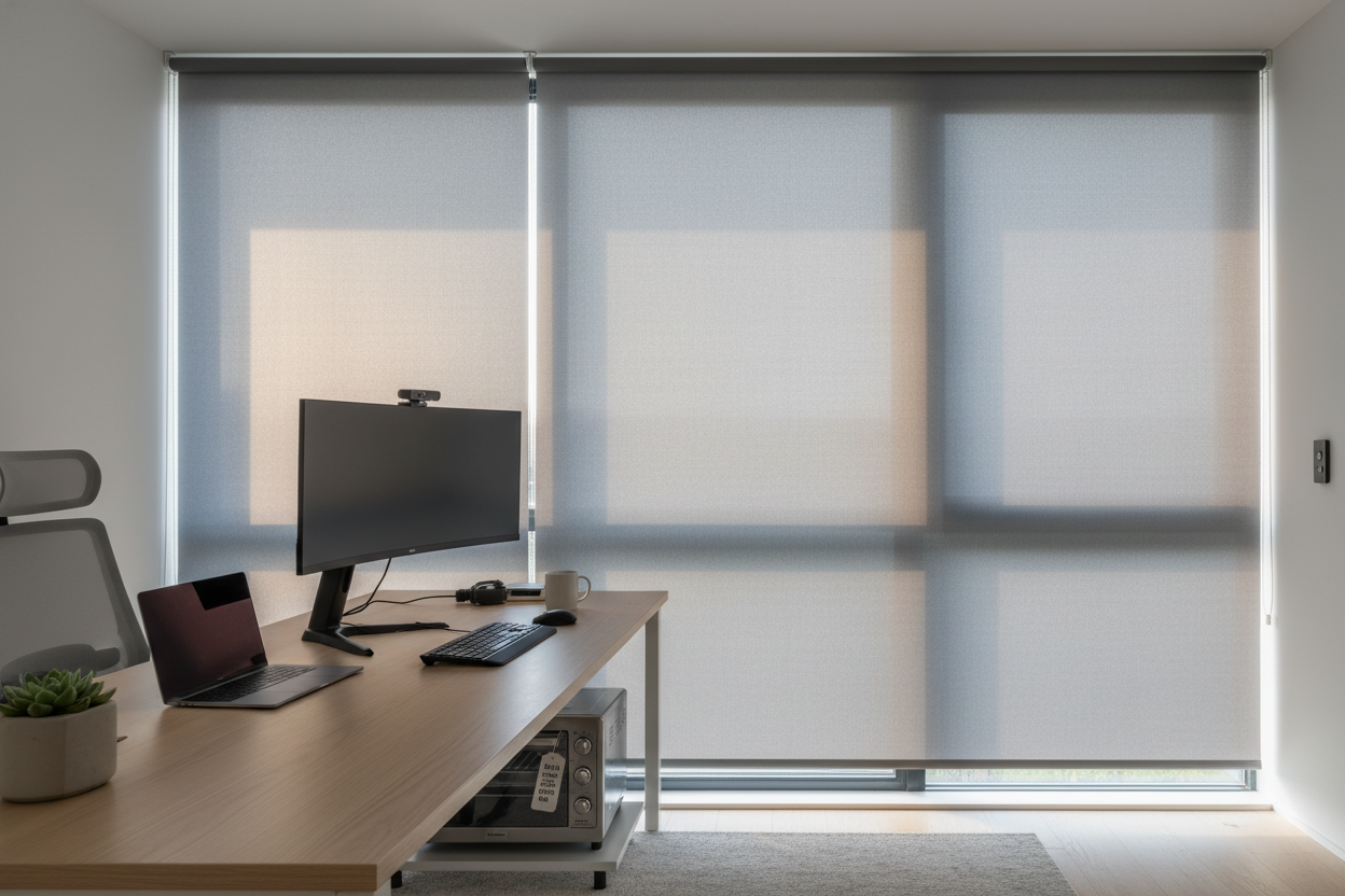 My Home Office Oven Forced Me to Buy Sun Blocking Roller Shades