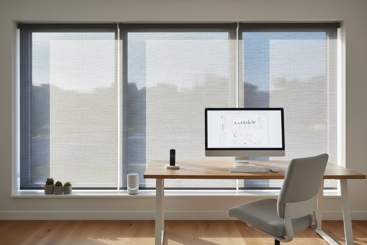 My Monitor Was Unreadable Until I Bought Sunscreen Roller Shades