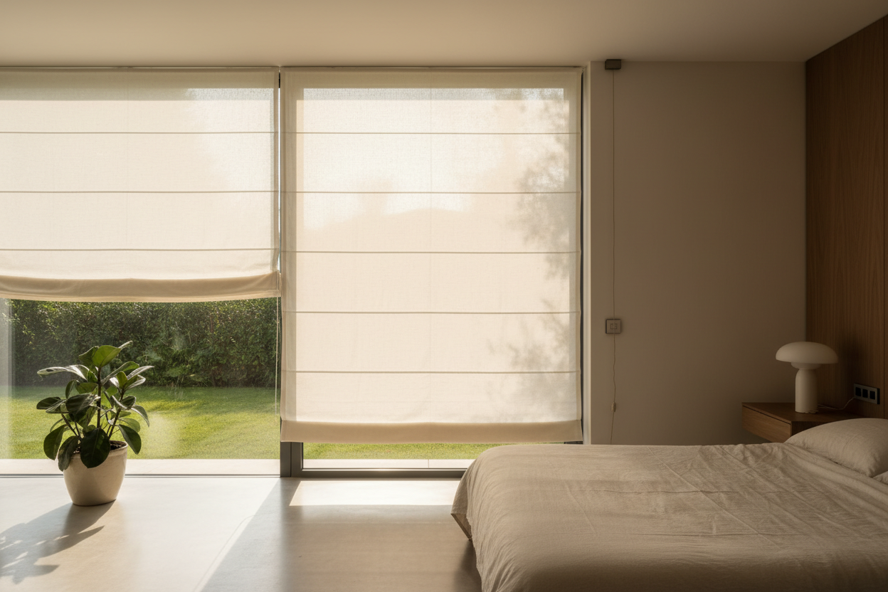 My Polyester Blinds Looked Cheap, So I Automated a Cotton Roman Shade