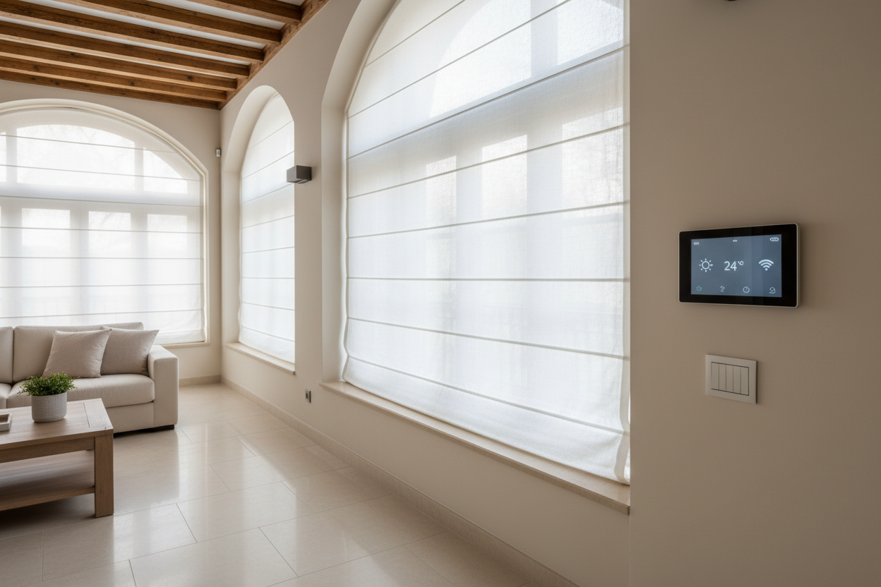 My Vintage Sunroom Was Sweltering Until I Automated Classic Roman Shades