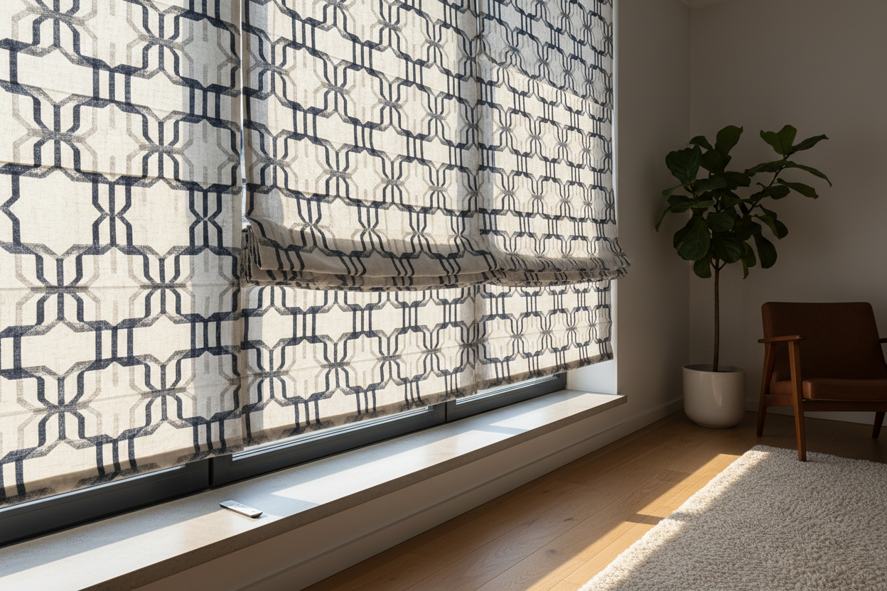 I Couldn't Paint My Walls, So I Hung a Smart Printed Roman Shade