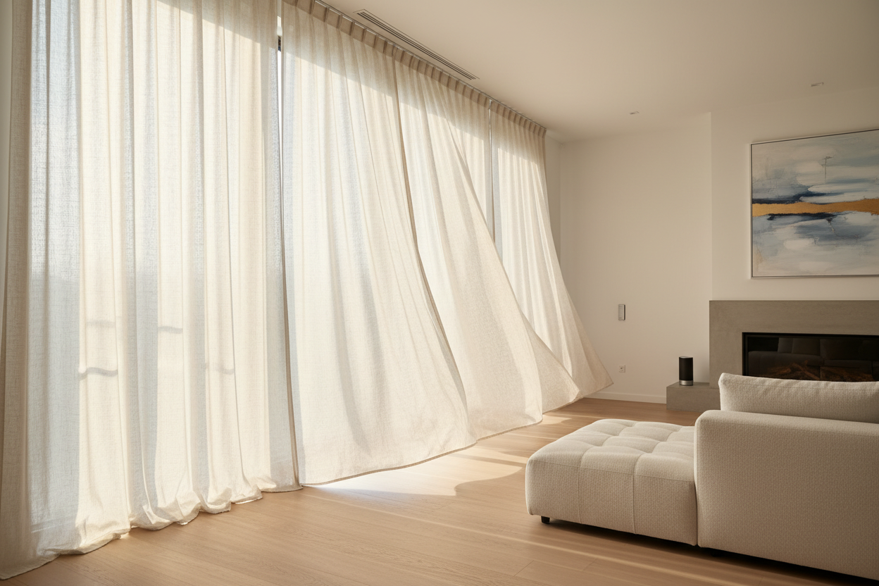 I Hid My Ugly Battery Wands Behind a Soft Fold Roman Shade