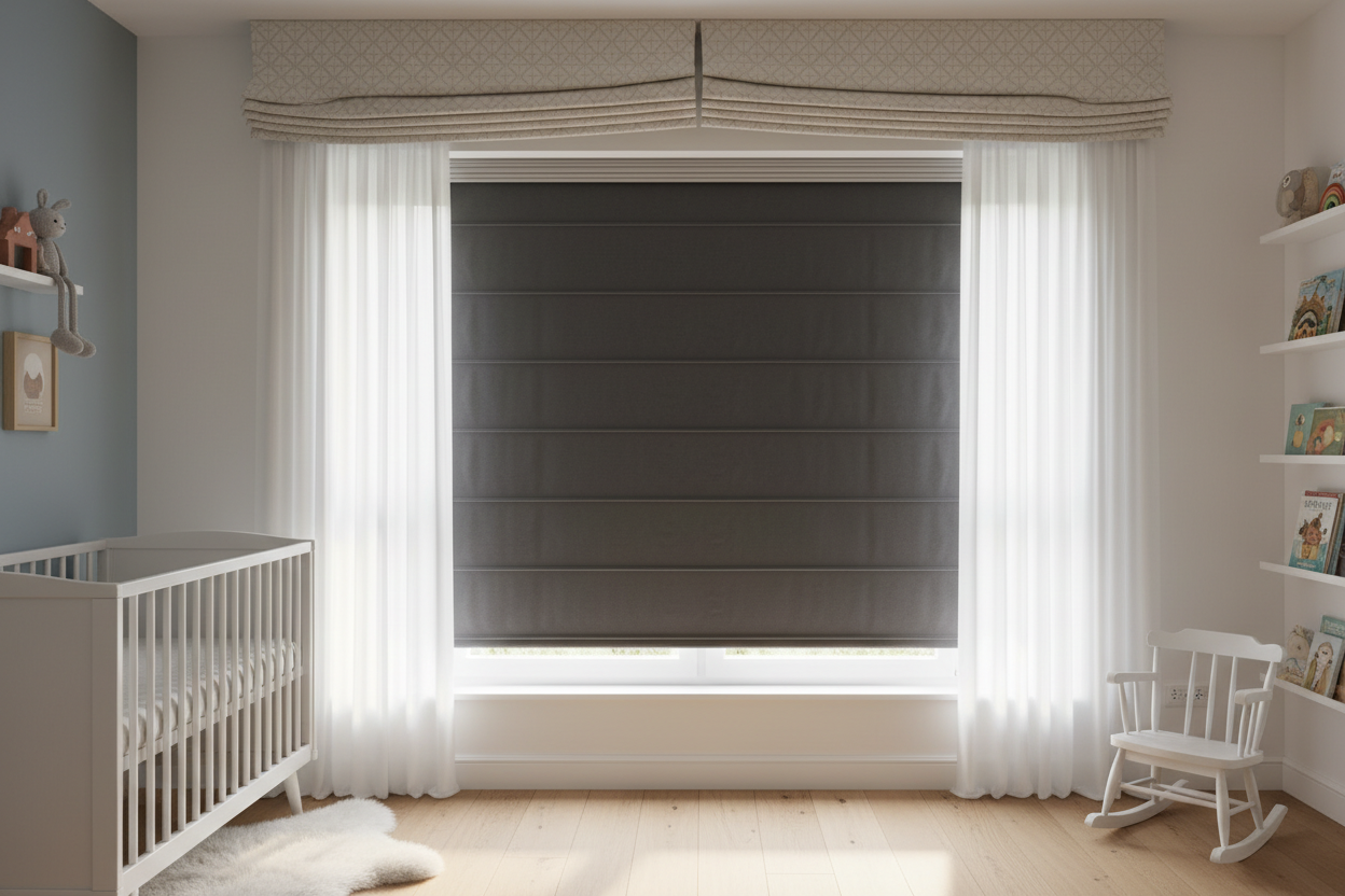 Never Install Motorized Blackout Blinds Without a Roman Shade Cornice