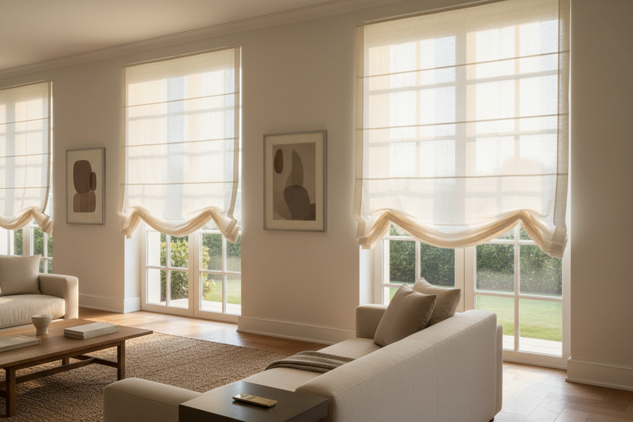 I Motorized French Country Roman Shades to Fix My Sterile Living Room