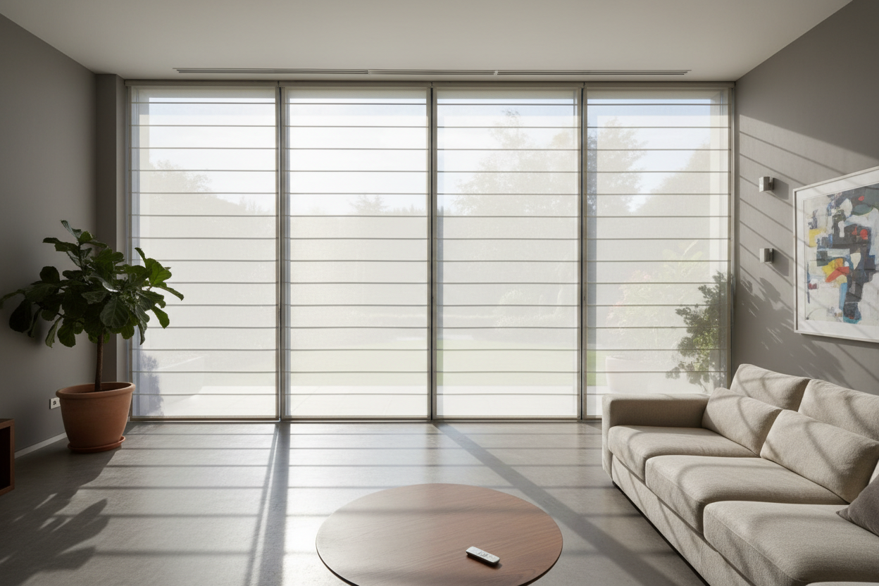 Why I Only Use a Front Slat Roman Shade on Extra Wide Smart Windows
