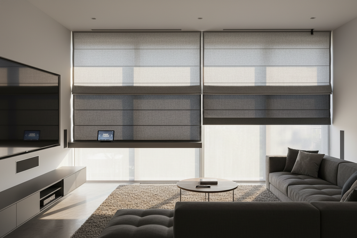 I Tested a Smart Dual Layer Roman Shade to Fix My 'Batcave' Living Room