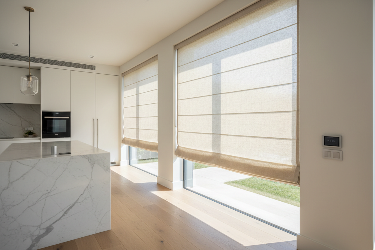 Stop Touching Your Blinds: Why I Automated My Kitchen Roman Shade