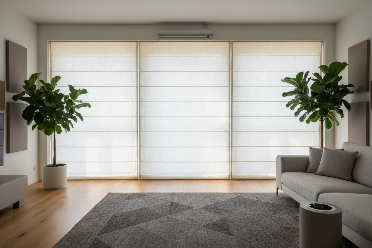 My Hardwood Floors Echoed Until I Automated Cloth Roman Shades