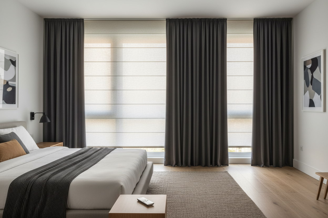 I Finally Stopped Light Bleed With Motorized Roman Shade Curtains