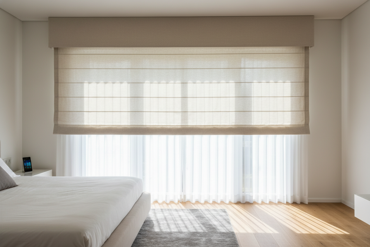 My Smart Blinds Looked Clunky Until I Tried a Roman Shade and Valance