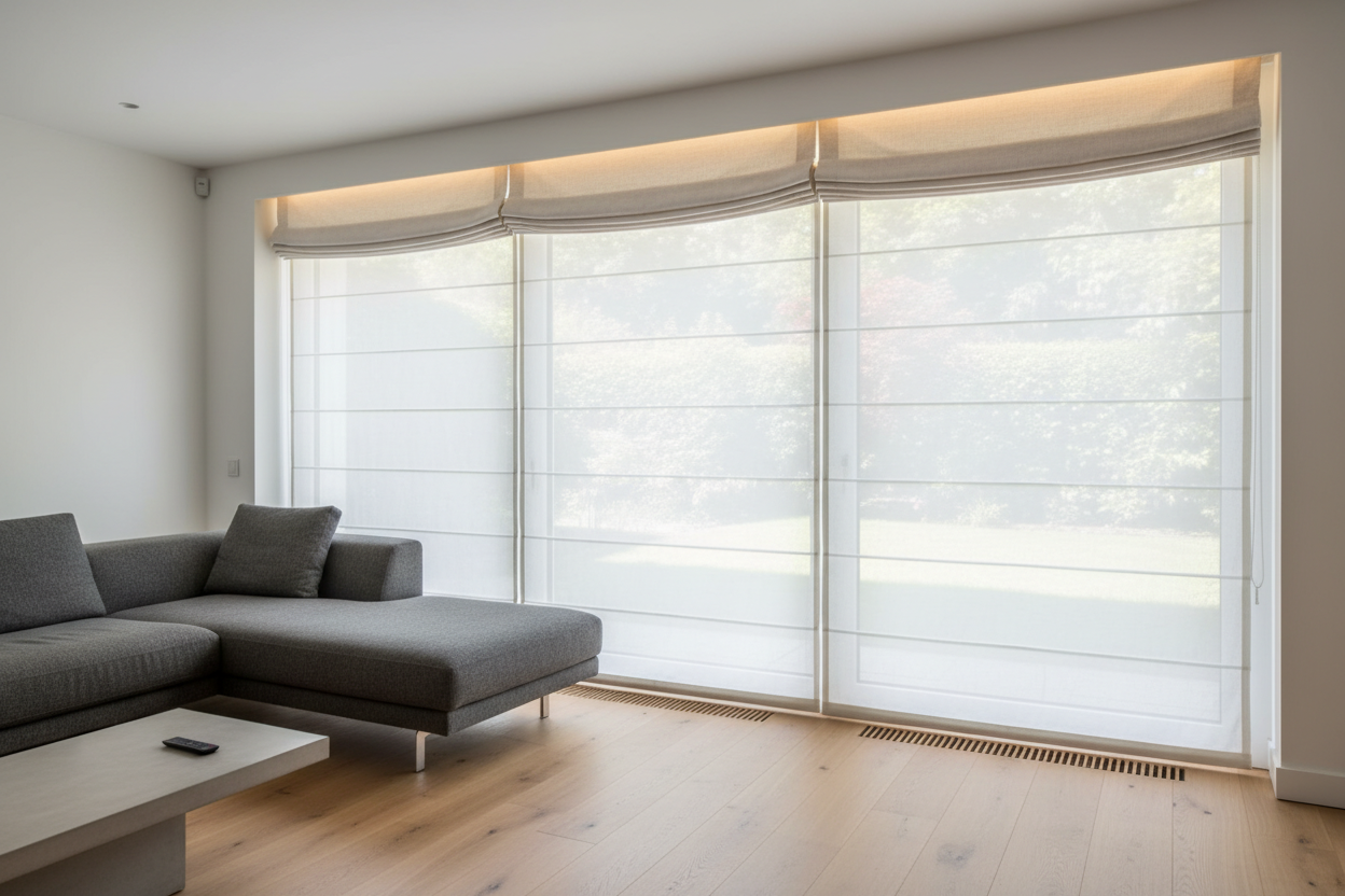 How Roman Shades and Valances Hid My Massive Outside Mounts
