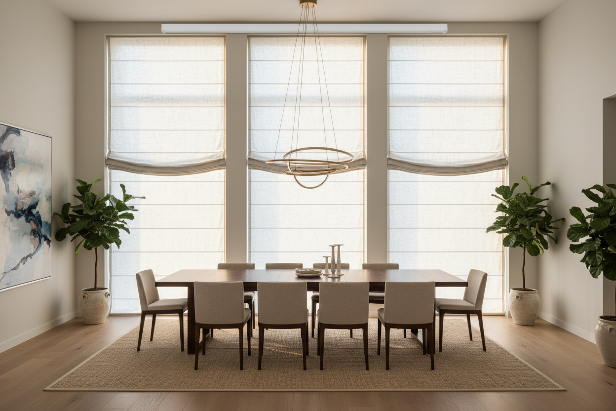 Stop Blinding Your Guests: The Roman Blinds Dining Room Fix