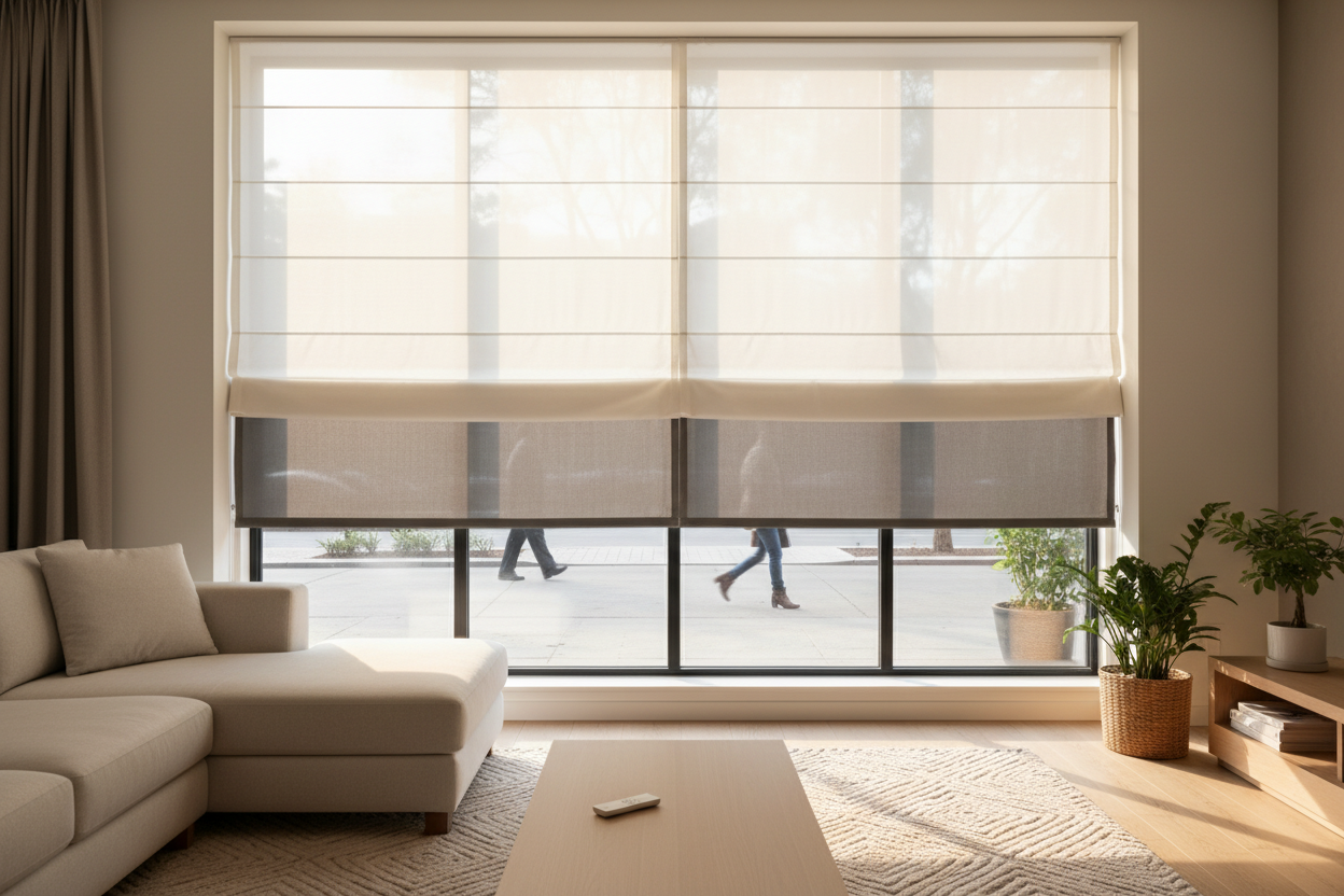How a Smart Dual Layer Roman Shade Fixed My Street-Level Apartment