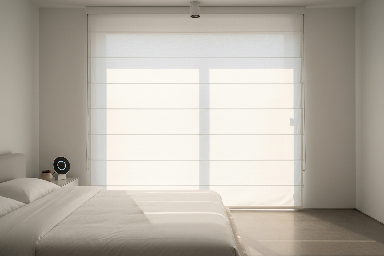 My White Roman Curtains Showed Every Ugly Smart Motor Wire