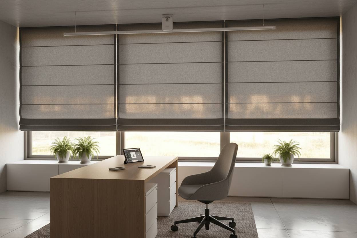 My Office Glare Was Awful (Until I Switched to Roman Shades Gray)