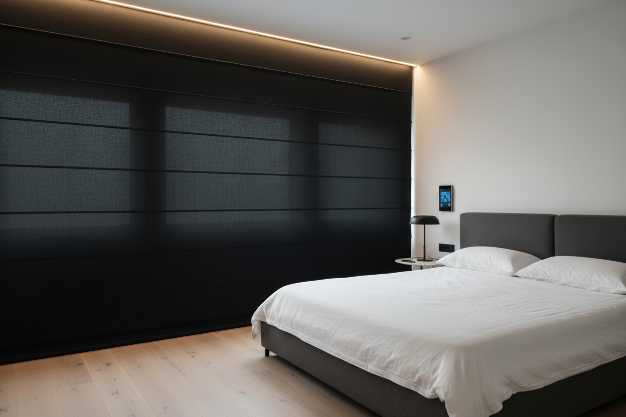 How Black Blackout Roman Shades Turned My Bedroom Into a Vault