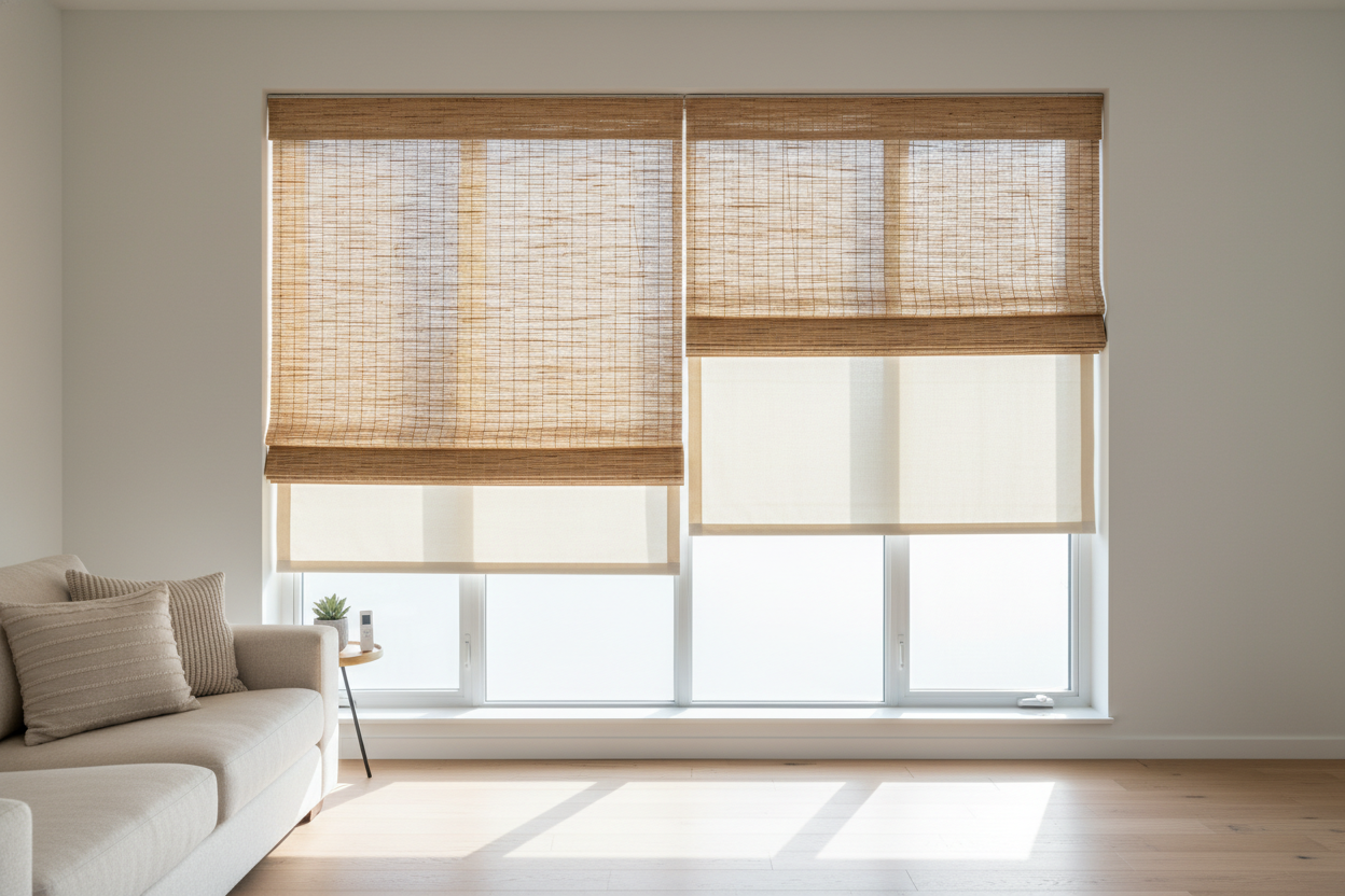 My Smart Bamboo Shades Were See-Through Until I Added Roman Shade Liners
