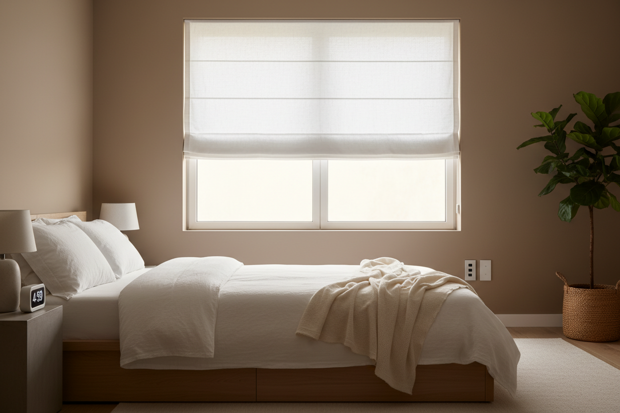 My Linen Cordless Blackout Roman Shade Fixed My 5 AM Wake-Ups