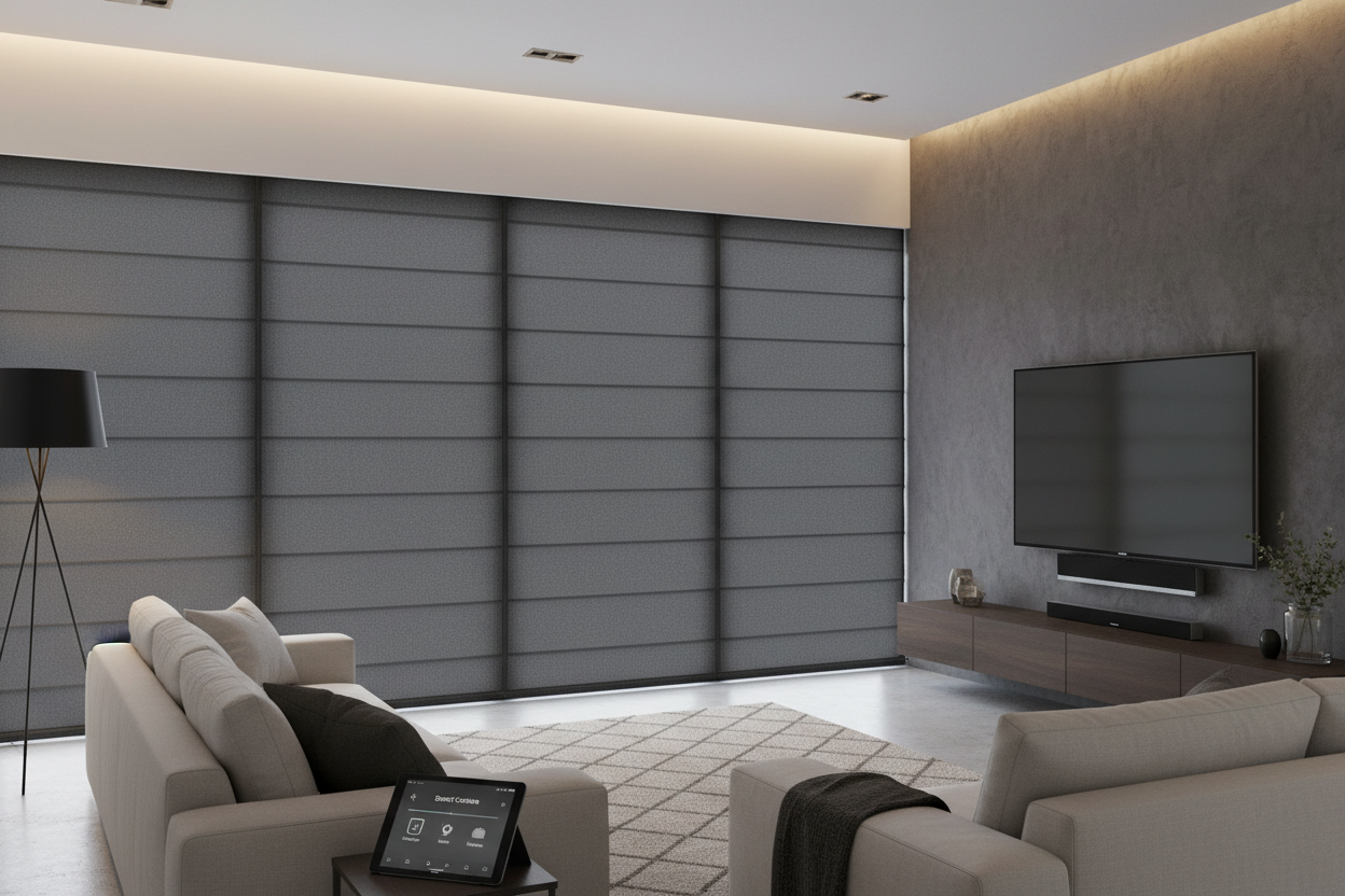 How Cordless Room Darkening Roman Shades Fixed My Terrible TV Glare