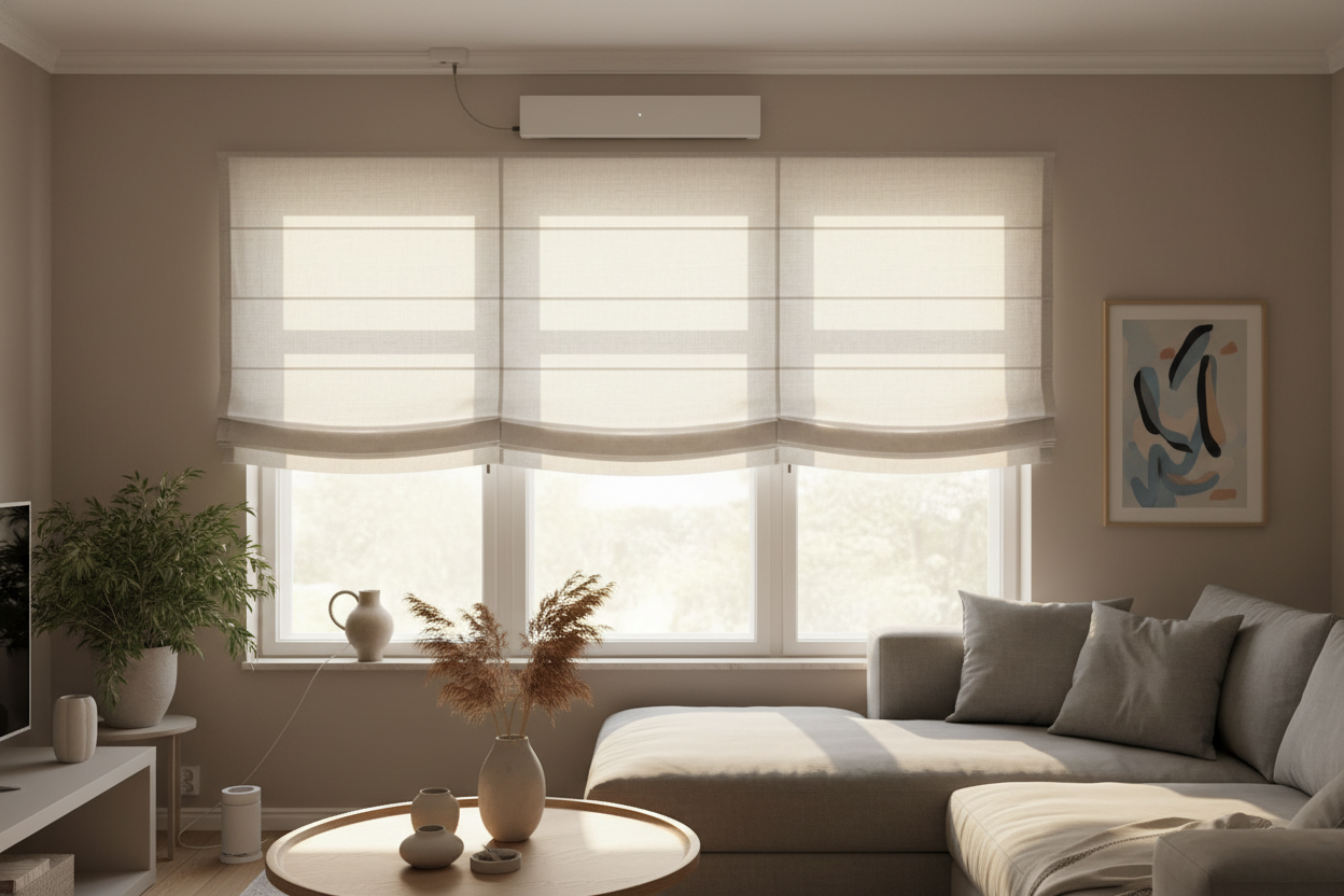 How to Make Roman Shades From Curtain Panels (And Hide a Smart Motor)