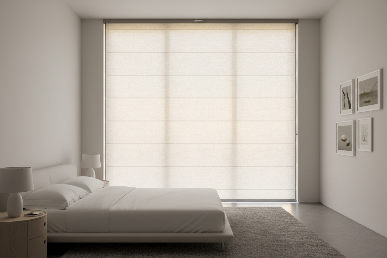 I Ditched Split Blinds for a Motorized 70 Inch Wide Roman Shade