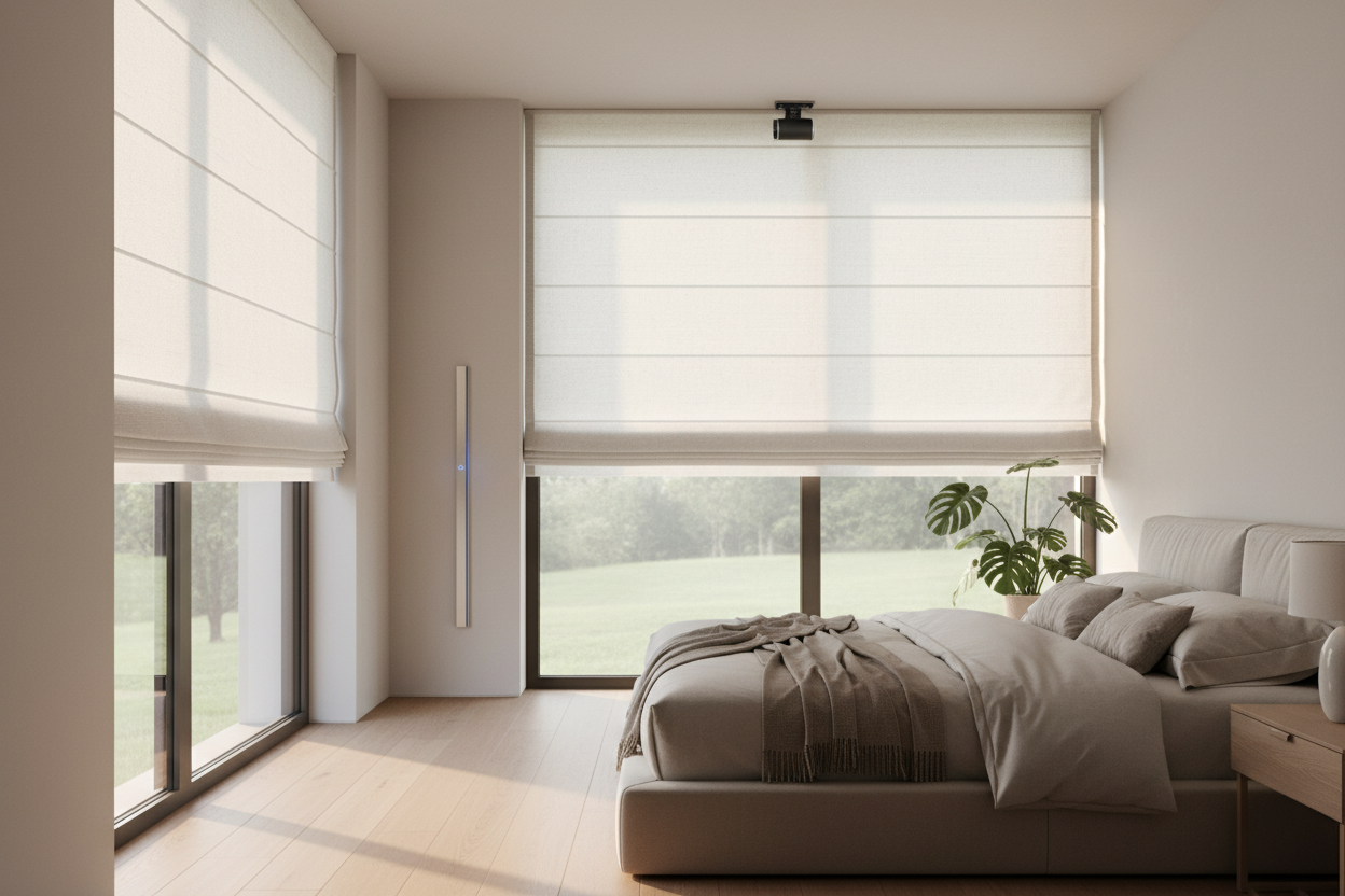 Why I Only Install Motorized 28 Inch Wide Roman Shades in Bedrooms