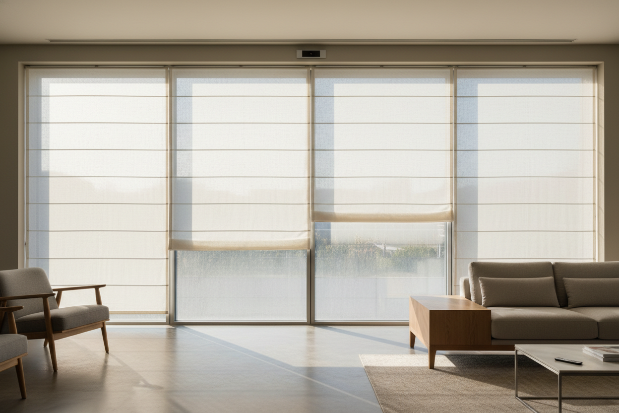 How Automating 46 Wide Roman Shades Fixed My WFH Glare