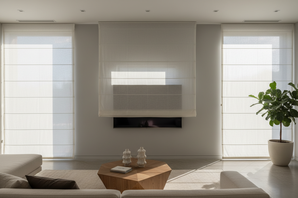 Afternoon Sun Ruining Your TV? Automate a 45 Inch Roman Shade