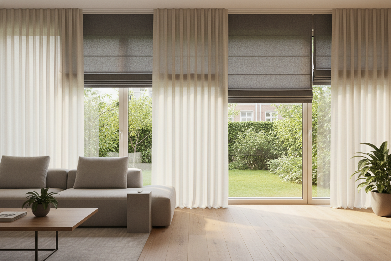I Layered Smart Roman Blinds Curtains (And My Hub Hated It)
