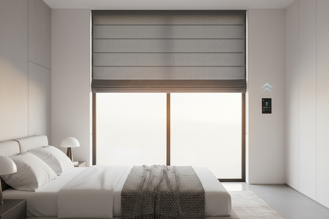 No Floor Space for Drapes? Try Curtains That Pull Up Like Blinds