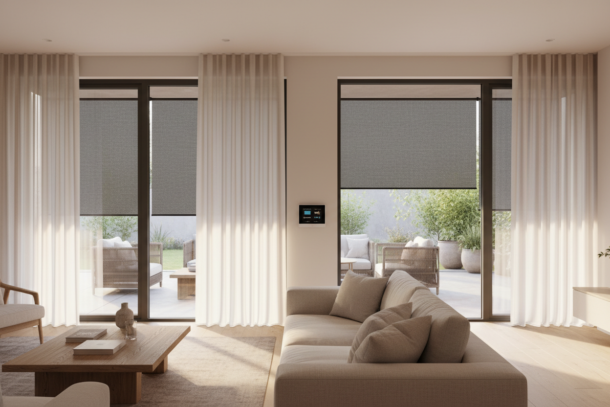 How I Synced My Indoor Blinds With Exterior Shades for Patios