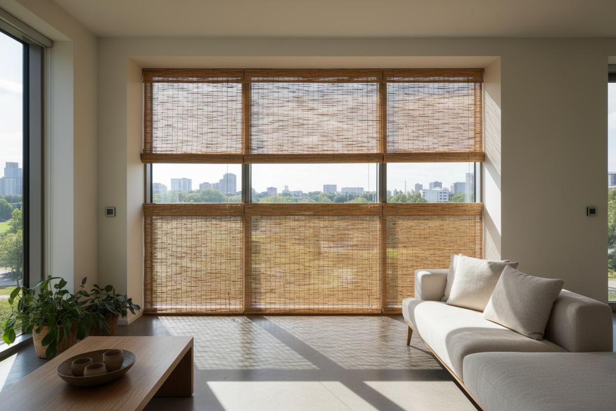 How Top Down Woven Wood Shades Fixed My Fishbowl Living Room